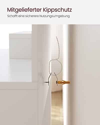 VASAGLE Toiletbord, vaskebord med spejl, 1 skuffe, 2 hylder, hvid 7 VASAGLE Toiletbord, vaskebord med spejl, 1 skuffe, 2 hylder, hvid - Billede 7