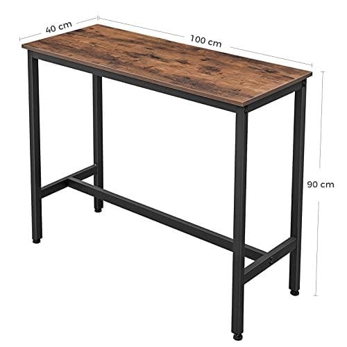 Vasagle, smalt rektangulært barbord, køkkenbord, stålramme, 100 x 40 x 90 cm, brun 3 Vasagle, smalt rektangulært barbord, køkkenbord, stålramme, 100 x 40 x 90 cm, brun - Billede 3