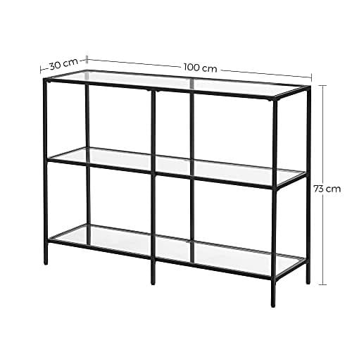 VASAGLE Konsolbord, Sofabord med 3 hylder, Hærdet glashylde, Sort 5 VASAGLE Konsolbord, Sofabord med 3 hylder, Hærdet glashylde, Sort - Billede 5