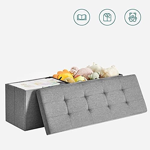 SONGMICS 43 tommer foldbar osmannisk bænk, opbevaringskiste, lysegrå 7 SONGMICS 43 tommer foldbar osmannisk bænk, opbevaringskiste, lysegrå - Billede 7
