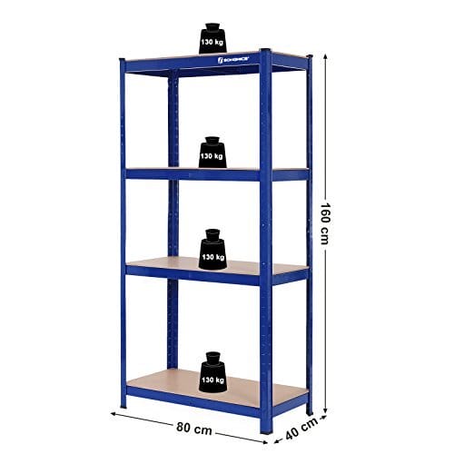 SONGMICS Heavy-Duty reoler - 520 kg Kapacitet - Boltløse stålhylder - Blå 3 SONGMICS Heavy-Duty reoler - 520 kg Kapacitet - Boltløse stålhylder - Blå - Billede 3
