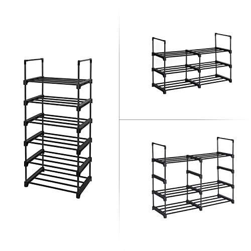 SONGMICS 6-lags skostativ, jernsko opbevaringsorganer, soveværelse, sort 7 SONGMICS 6-lags skostativ, jernsko opbevaringsorganer, soveværelse, sort - Billede 7