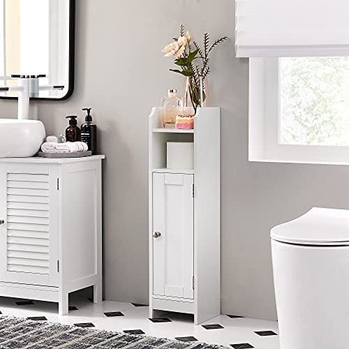 Vasagle toiletskab, badeværelsesskab, slank badeværelseshylde, hvid 4 Vasagle toiletskab, badeværelsesskab, slank badeværelseshylde, hvid - Billede 4