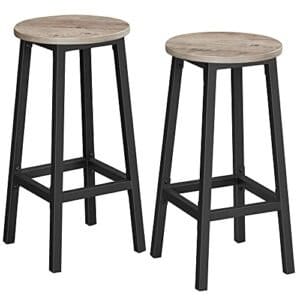 Sæt med 2 Barstole Køkkenstole med Robust Stålstel Højde 65 Cm Rund Nem Montering Industriel Stil Greige-sort