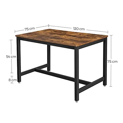 Vasagle spisebord til 4 personer, køkkenbord, 120 x 75 x 75 cm, brun og sort 4 Vasagle spisebord til 4 personer, køkkenbord, 120 x 75 x 75 cm, brun og sort - Billede 4
