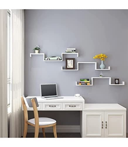 SONGMICS Sæt med 3 moderne væghylder, svævende MDF, hvid 2 SONGMICS Sæt med 3 moderne væghylder, svævende MDF, hvid - Billede 2