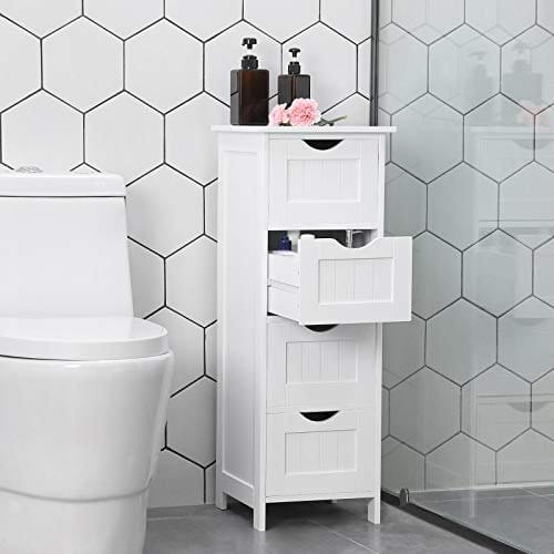 Vasagle LHC40W, badeværelsesskab med 4 skuffer, 30 x 30 x 82 cm, hvid 2 Vasagle LHC40W, badeværelsesskab med 4 skuffer, 30 x 30 x 82 cm, hvid - Billede 2