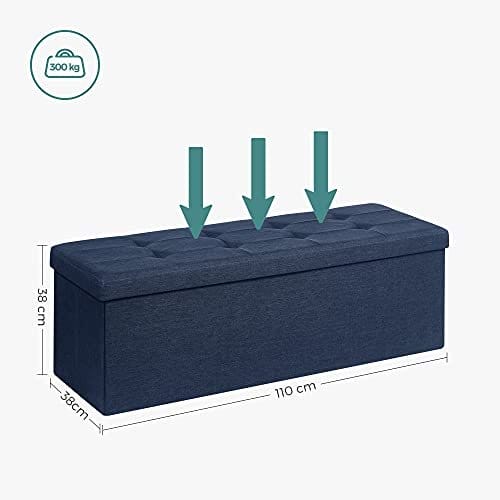 SONGMICS Osmannisk opbevaringsbænk, klapsæde, 120 l kapacitet, marineblå 6 SONGMICS Osmannisk opbevaringsbænk, klapsæde, 120 l kapacitet, marineblå - Billede 6