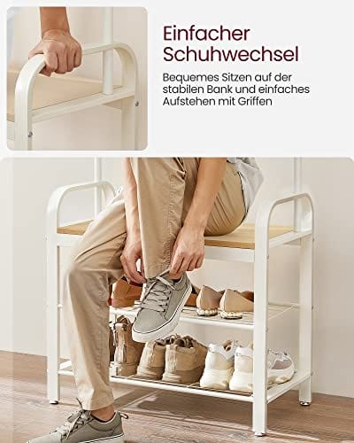 VASAGLE knagerække, knageholder med skoopbevaringsbænk, 4-i-1 design, creme 5 VASAGLE knagerække, knageholder med skoopbevaringsbænk, 4-i-1 design, creme - Billede 5