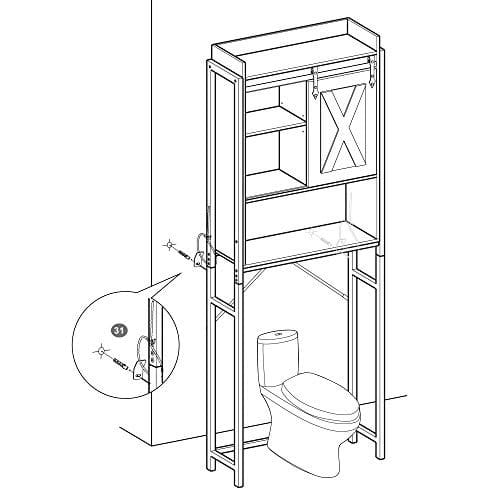 VASAGLE overtoiletopbevaring, badeværelsesstativ, til vaskemaskine, rustik brun 3 VASAGLE overtoiletopbevaring, badeværelsesstativ, til vaskemaskine, rustik brun - Billede 3