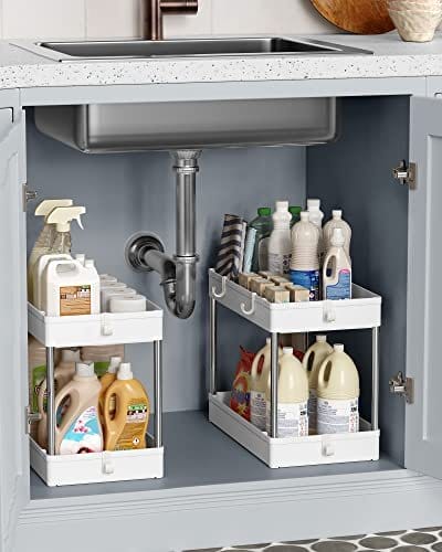 SONGMICS Under vask Organizer, Opbevaring Under Vask Hvid 2 SONGMICS Under vask Organizer, Opbevaring Under Vask Hvid - Billede 2