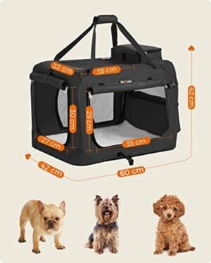 Bærbar Kæledyrstaske, Foldbar Kæledyrsbærer i Stof, M Kæledyrsbur til Autostol, Hundetaske, Sort - Image 4