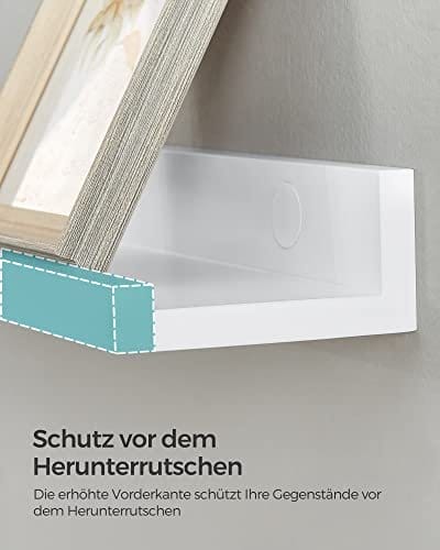SONGMICS Væghylde 3 sæt svævende hylder Afsats til billedrammer, MDF Hvid 5 SONGMICS Væghylde 3 sæt svævende hylder Afsats til billedrammer, MDF Hvid - Billede 5