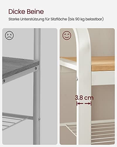 VASAGLE knagerække, knageholder med skoopbevaringsbænk, 4-i-1 design, creme 7 VASAGLE knagerække, knageholder med skoopbevaringsbænk, 4-i-1 design, creme - Billede 7