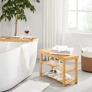 3-lags Bambus Skobænk, Skoholder Opbevaringsorganer, 70 X 28 X 45 Cm, Perfekt til Entre, Badeværelse, Stue og Korridor - Image 4
