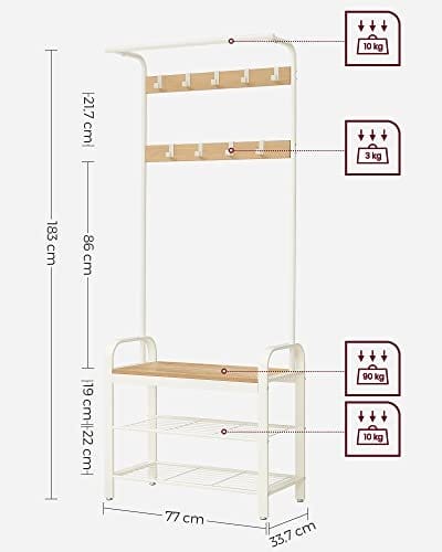 VASAGLE knagerække, knageholder med skoopbevaringsbænk, 4-i-1 design, creme 6 VASAGLE knagerække, knageholder med skoopbevaringsbænk, 4-i-1 design, creme - Billede 6