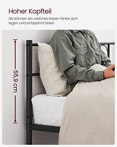 Dobbeltseng Stel Metal Sengeramme, Passer til 140 X 190 Cm Madras, til Voksne Børn Børn, Box Spring Nødvendig, Nem Montering, til Små Rum, Sort 6 Dobbeltseng Stel Metal Sengeramme, Passer til 140 X 190 Cm Madras, til Voksne Børn Børn, Box Spring Nødvendig, Nem Montering, til Små Rum, Sort - Billede 6