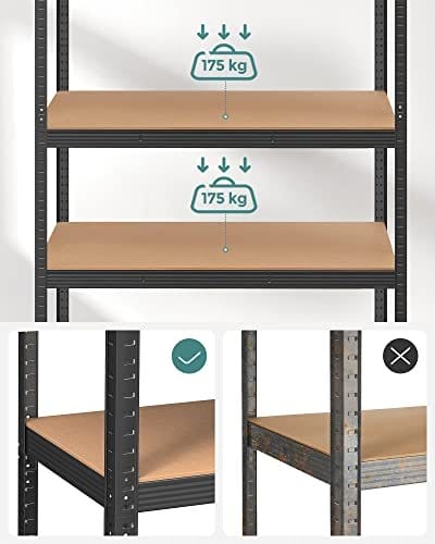 5-trins reol, stålreol til opbevaring, bæreevne 875 kg, sort 5 5-trins reol, stålreol til opbevaring, bæreevne 875 kg, sort - Billede 5