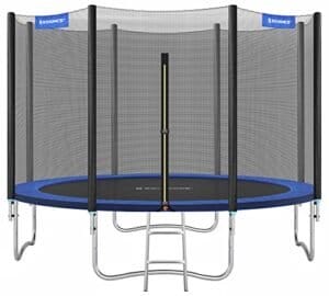 Trampolin 305 Cm (10 Fod), Udendørs Baggårdstrampolin, Tüv Rheinland GS-certifikat, med Indkapsling Sikkerhedsnet, Fjederbeskytter, Stige, Holder 150 Kg, Blå