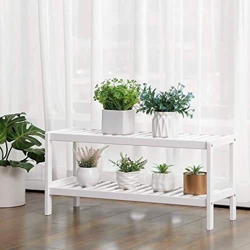SONGMICS Natural Bamboo 2-tiers skohylde, hylde til sko Planter Bøger, Hvid 7 SONGMICS Natural Bamboo 2-tiers skohylde, hylde til sko Planter Bøger, Hvid - Billede 7