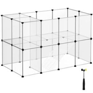 Marsvin Kravlegård, C og C Bur med Trapper, 143 X 73 X 91 Cm, Kæledyrsøvelse, DIY Plastikhegn til Hamstere, Kaniner, Små Kæledyr, Gennemsigtig