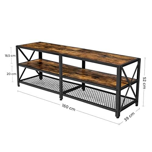 VASAGLE tv-stativ, tv bord til tv op 70 tommer, med hylder, stålramme, rustik brun 4 VASAGLE tv-stativ, tv bord til tv op 70 tommer, med hylder, stålramme, rustik brun - Billede 4