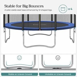 Trampolin 305 Cm (10 Fod), Udendørs Baggårdstrampolin, Tüv Rheinland GS-certifikat, med Indkapsling Sikkerhedsnet, Fjederbeskytter, Stige, Holder 150 Kg, Blå - Image 6
