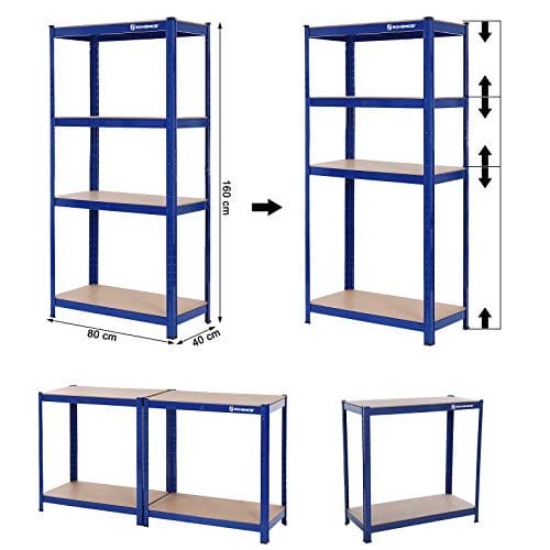 SONGMICS Heavy-Duty reoler - 520 kg Kapacitet - Boltløse stålhylder - Blå 5 SONGMICS Heavy-Duty reoler - 520 kg Kapacitet - Boltløse stålhylder - Blå - Billede 5