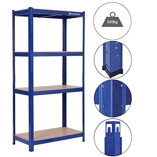 SONGMICS Heavy-Duty reoler - 520 kg Kapacitet - Boltløse stålhylder - Blå 4 SONGMICS Heavy-Duty reoler - 520 kg Kapacitet - Boltløse stålhylder - Blå - Billede 4