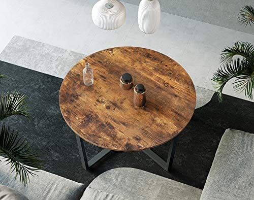 VASAGLE rundt sofabord, cocktailbord, slidstærkt metalstel, rustik brun og sort 3 VASAGLE rundt sofabord, cocktailbord, slidstærkt metalstel, rustik brun og sort - Billede 3