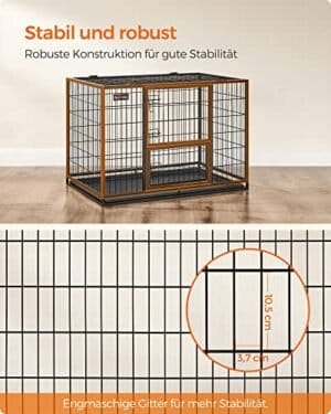 Kraftig Hundekasse Kæledyrskasse 42 X 27,5 X 29,5 Tommer til Store og Mellemstore Hunde Sikker 2 Aftagelige Låger Let At Rengøre Hvalpeløb Xl Sort - Image 3