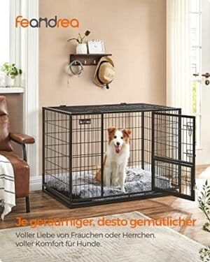 Kraftig Hundekasse Kæledyrskasse 42 X 27,5 X 29,5 Tommer til Store og Mellemstore Hunde Sikker 2 Aftagelige Låger Let At Rengøre Hvalpeløb Xl Sort - Image 2