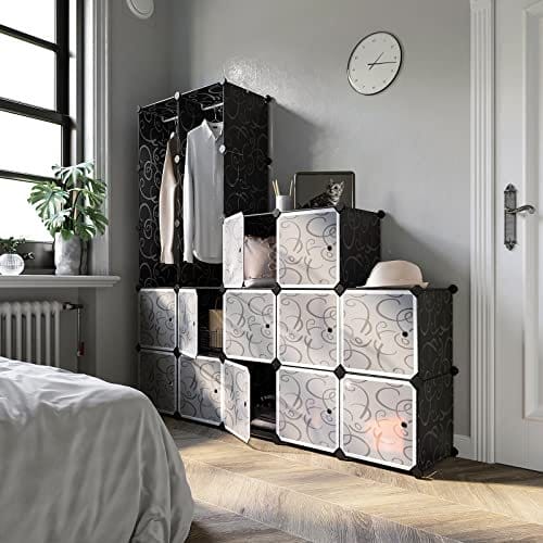 SONGMICS Garderobe med 2 tøjstænger 180 x 145 x 37 cm Sort, Schwarz 3 SONGMICS Garderobe med 2 tøjstænger 180 x 145 x 37 cm Sort, Schwarz - Billede 3