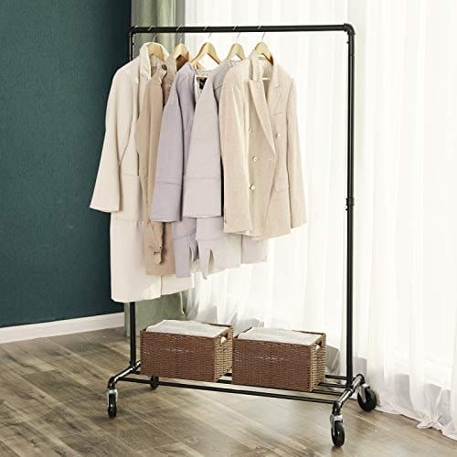 SONGMICS Heavy Duty Metal Tøjstativ på hjul, Knageholder med 1 Tøjstang-Sort 7 SONGMICS Heavy Duty Metal Tøjstativ på hjul, Knageholder med 1 Tøjstang-Sort - Billede 7
