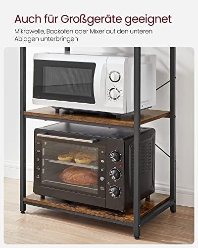 Vasagle køkkenhylde, stående hylde, mikrobølgehylde, 6 hylder og 6 kroge, brun/sort 5 Vasagle køkkenhylde, stående hylde, mikrobølgehylde, 6 hylder og 6 kroge, brun/sort - Billede 5