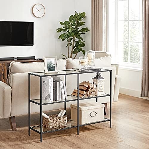 VASAGLE Konsolbord, Sofabord med 3 hylder, Hærdet glashylde, Sort 3 VASAGLE Konsolbord, Sofabord med 3 hylder, Hærdet glashylde, Sort - Billede 3