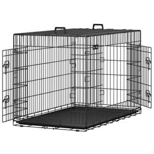 Hundekurv, Foldbar, 122 Cm Lang, 2 Døre, Xxl, Sort