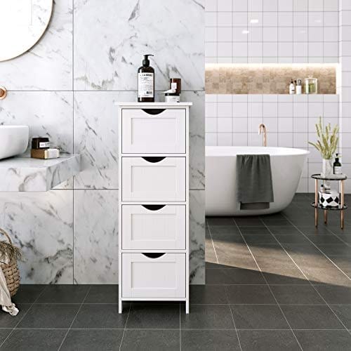 Vasagle LHC40W, badeværelsesskab med 4 skuffer, 30 x 30 x 82 cm, hvid 3 Vasagle LHC40W, badeværelsesskab med 4 skuffer, 30 x 30 x 82 cm, hvid - Billede 3