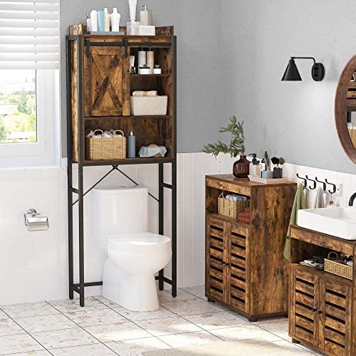 VASAGLE overtoiletopbevaring, badeværelsesstativ, til vaskemaskine, rustik brun 2 VASAGLE overtoiletopbevaring, badeværelsesstativ, til vaskemaskine, rustik brun - Billede 2