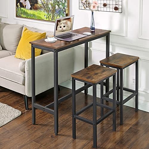 Vasagle, smalt rektangulært barbord, køkkenbord, stålramme, 100 x 40 x 90 cm, brun 6 Vasagle, smalt rektangulært barbord, køkkenbord, stålramme, 100 x 40 x 90 cm, brun - Billede 6