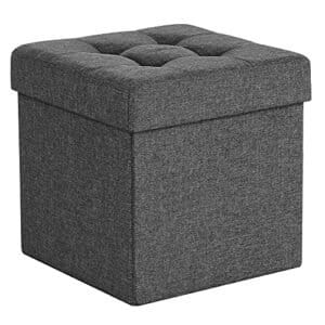 Sammenfoldelig Skammel Fodstol og Tekstillinned Mørkegrå 38 X 38 X 38 Cm