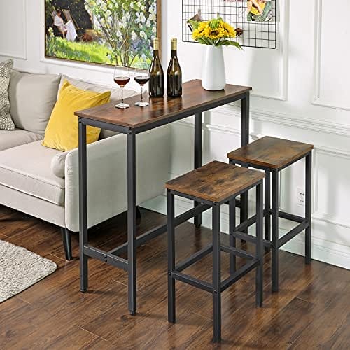 Vasagle, smalt rektangulært barbord, køkkenbord, stålramme, 100 x 40 x 90 cm, brun 2 Vasagle, smalt rektangulært barbord, køkkenbord, stålramme, 100 x 40 x 90 cm, brun - Billede 2
