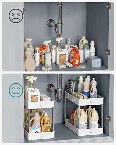 SONGMICS Under vask Organizer, Opbevaring Under Vask Hvid 7 SONGMICS Under vask Organizer, Opbevaring Under Vask Hvid - Billede 7