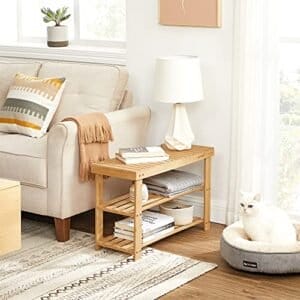 3-lags Bambus Skobænk, Skoholder Opbevaringsorganer, 70 X 28 X 45 Cm, Perfekt til Entre, Badeværelse, Stue og Korridor - Image 3