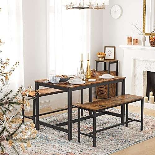 Vasagle spisebord til 4 personer, køkkenbord, 120 x 75 x 75 cm, brun og sort 2 Vasagle spisebord til 4 personer, køkkenbord, 120 x 75 x 75 cm, brun og sort - Billede 2