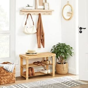 3-lags Bambus Skobænk, Skoholder Opbevaringsorganer, 70 X 28 X 45 Cm, Perfekt til Entre, Badeværelse, Stue og Korridor - Image 2