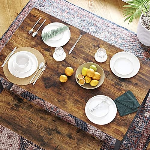 Vasagle spisebord til 4 personer, køkkenbord, 120 x 75 x 75 cm, brun og sort 5 Vasagle spisebord til 4 personer, køkkenbord, 120 x 75 x 75 cm, brun og sort - Billede 5