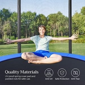 Trampolin 305 Cm (10 Fod), Udendørs Baggårdstrampolin, Tüv Rheinland GS-certifikat, med Indkapsling Sikkerhedsnet, Fjederbeskytter, Stige, Holder 150 Kg, Blå - Image 7