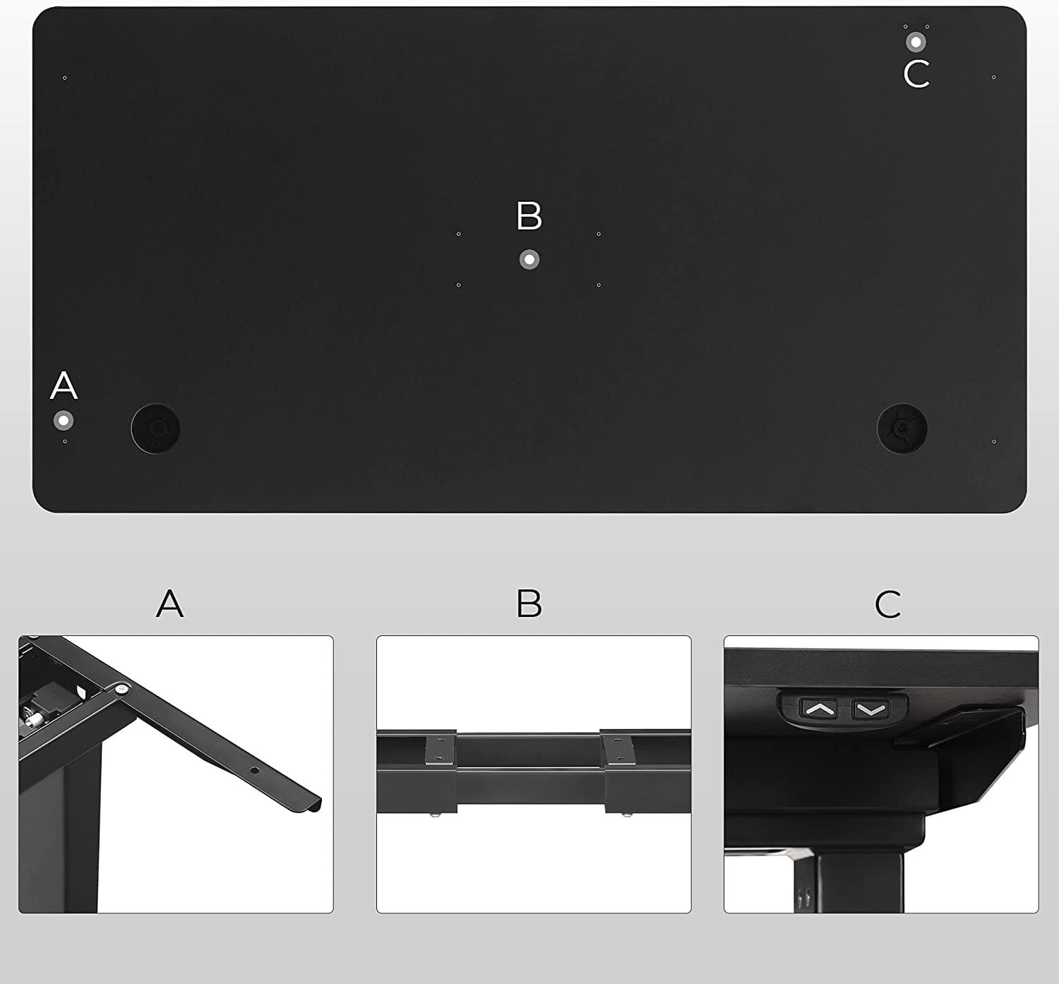 SONGMICS Elektrisk bordplade glat kant melaminbetræk MDF 120x60x1,8 cm Sort 7 SONGMICS Elektrisk bordplade glat kant melaminbetræk MDF 120x60x1,8 cm Sort - Billede 7