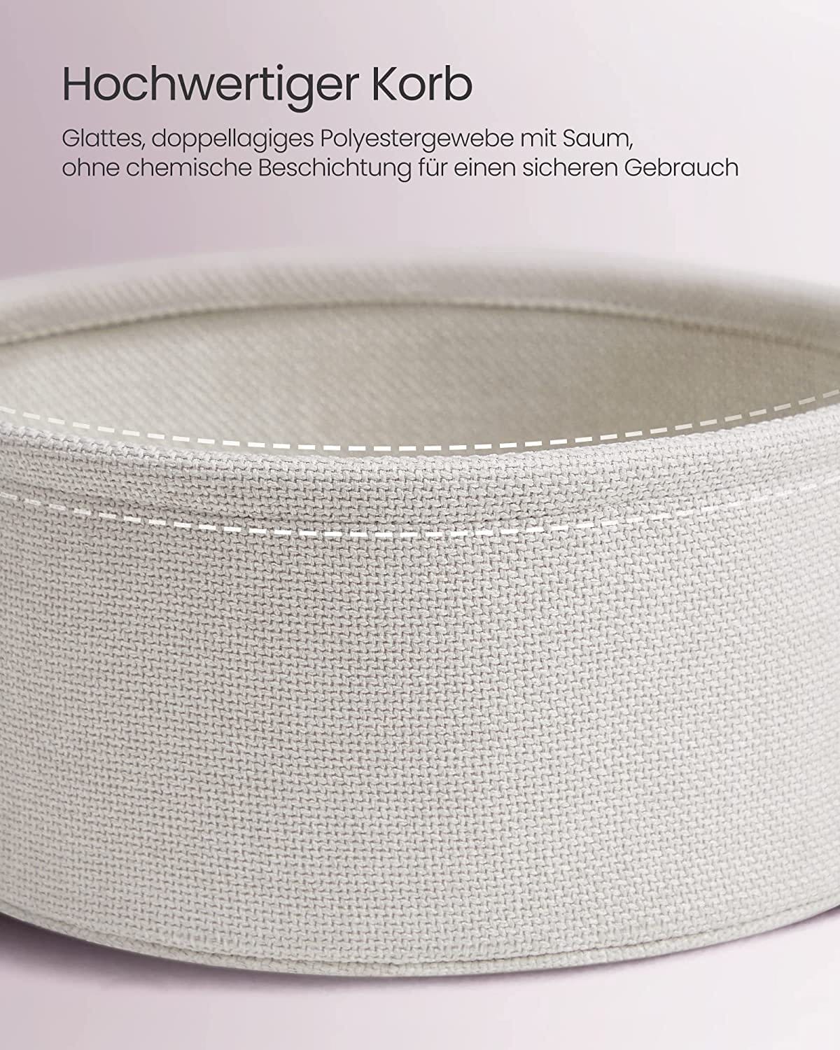 VASAGLE Lille rundt sofabord, sidebord med stofkurv, opbevaring, pastelrosa/sky hvid 4 VASAGLE Lille rundt sofabord, sidebord med stofkurv, opbevaring, pastelrosa/sky hvid - Billede 4